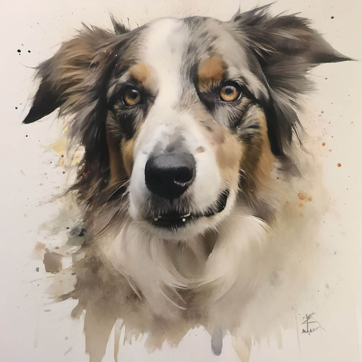 Watercolor Painting - Border Collie